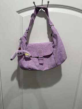 Kipling Brett Purple Hobo Shoulder Bag with Veronica Monkey Charm